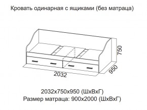 Кровать одинарная с ящиками (Без матраца 0,9*2,0) в Очёре - ochyor.магазин96.com | фото